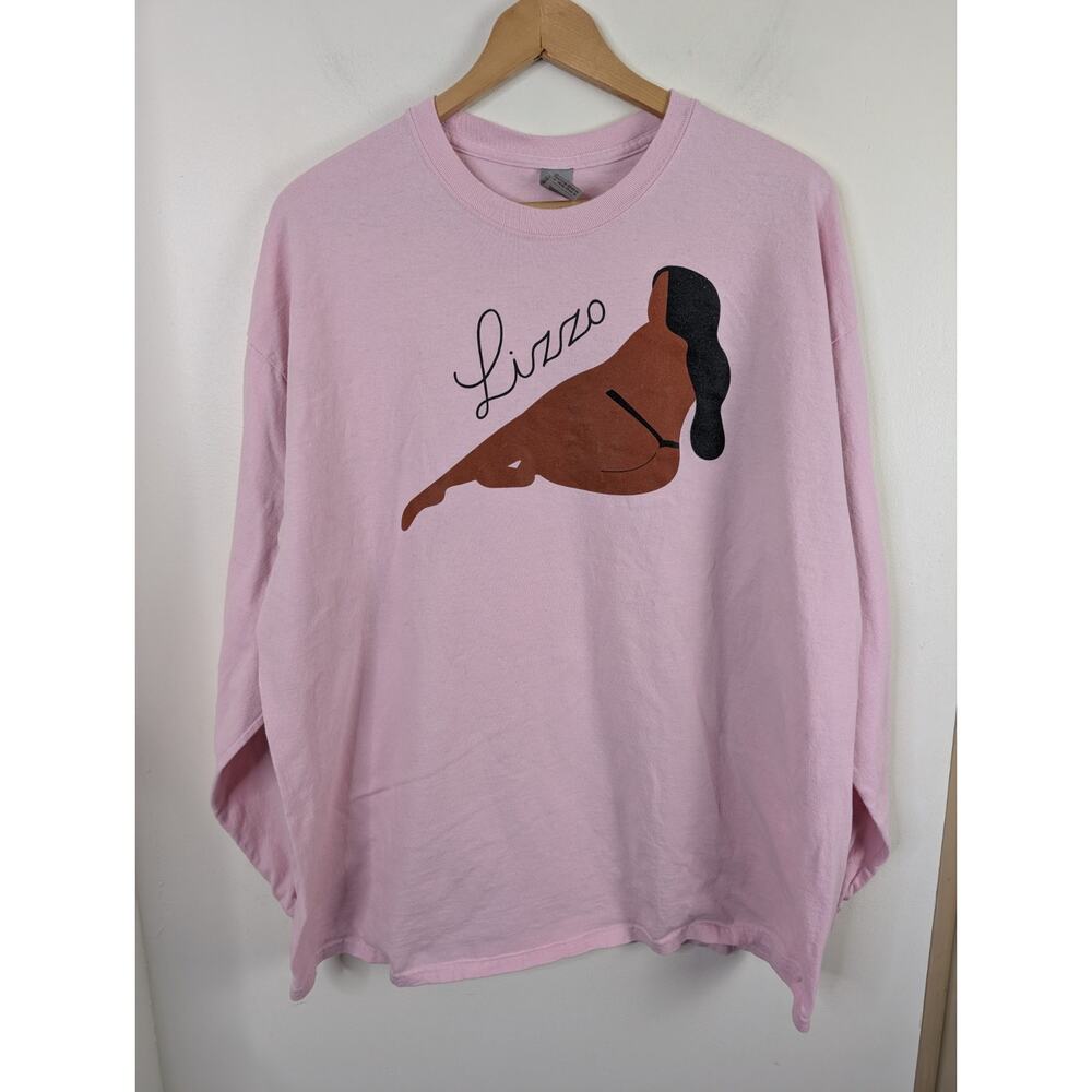 Lizzo Men's 2XL Pink Long Sleeve Tee Concert Merch T-shirt Naked In Thong